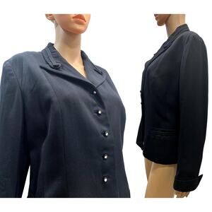 40s Black Gabardine Jacket | 1940's Wool CLASSIC Women's WWII era Blazer